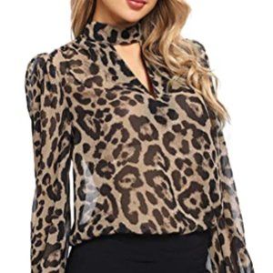 Women's long sleeve transparent Chiffon Top